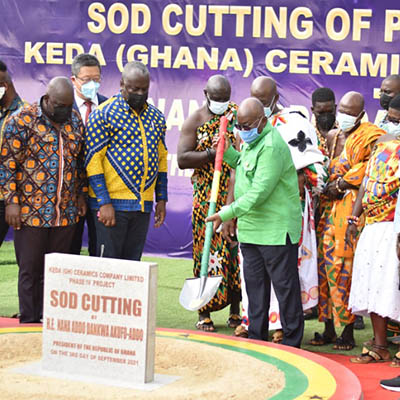 President Akufo – Addo Commission Phase 3 And Cut Sod For Phase 4 Of Keda Ceramics Factory In Shama.