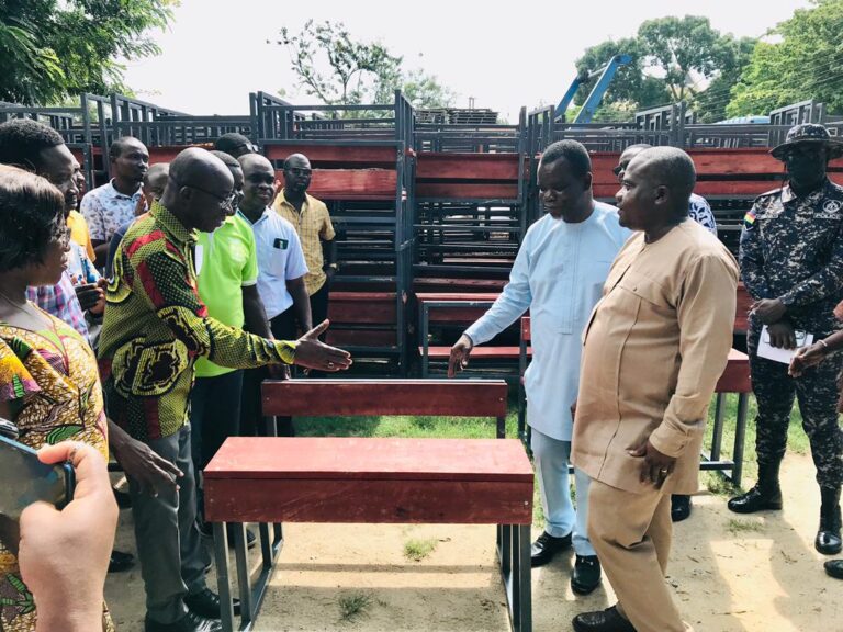 Shama District Assembly distribute 400 Metallic Framed Dual Desks to some schools in the district.